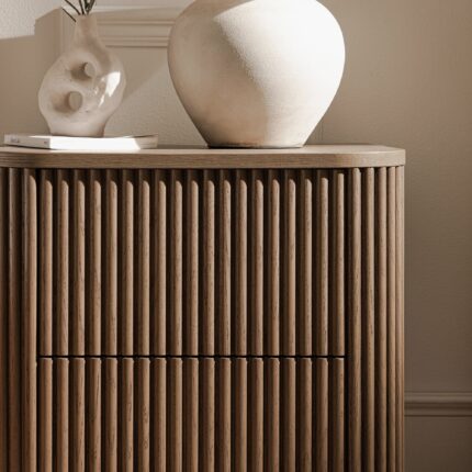 Maru 2-Drawer Bedside Table, Silver Oak